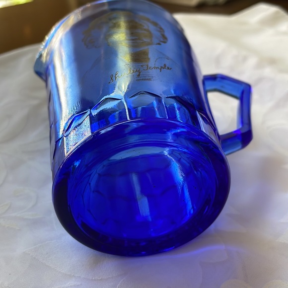 VTG Shirley Temple 1930s Depression Cobalt Blue Glass small Pitcher Creamer - Picture 6 of 8